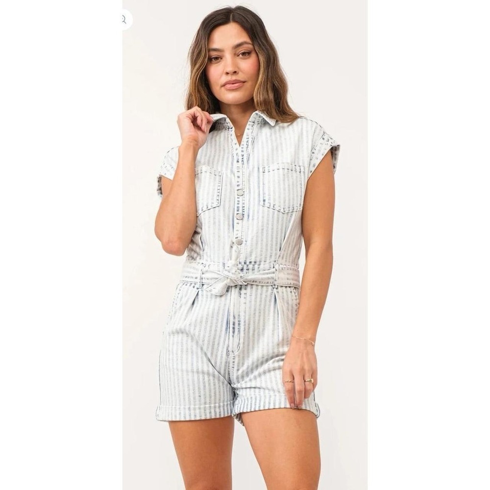 Dear John Marley Railroad Stripe short romper size large
